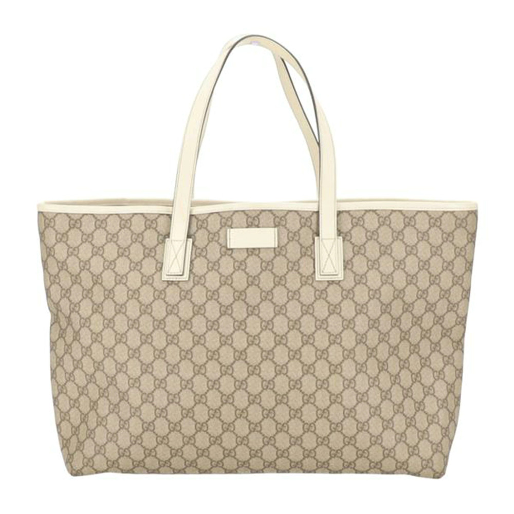 Gucci GG Supreme Tote Bag Canvas Leather Tan